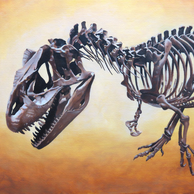 Allosaurus Skeleton - Painting by Christopher Spicer
