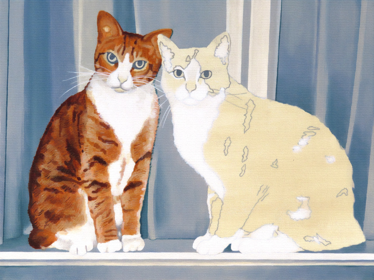 Maggie and Milo in the Window - Milo Rendered